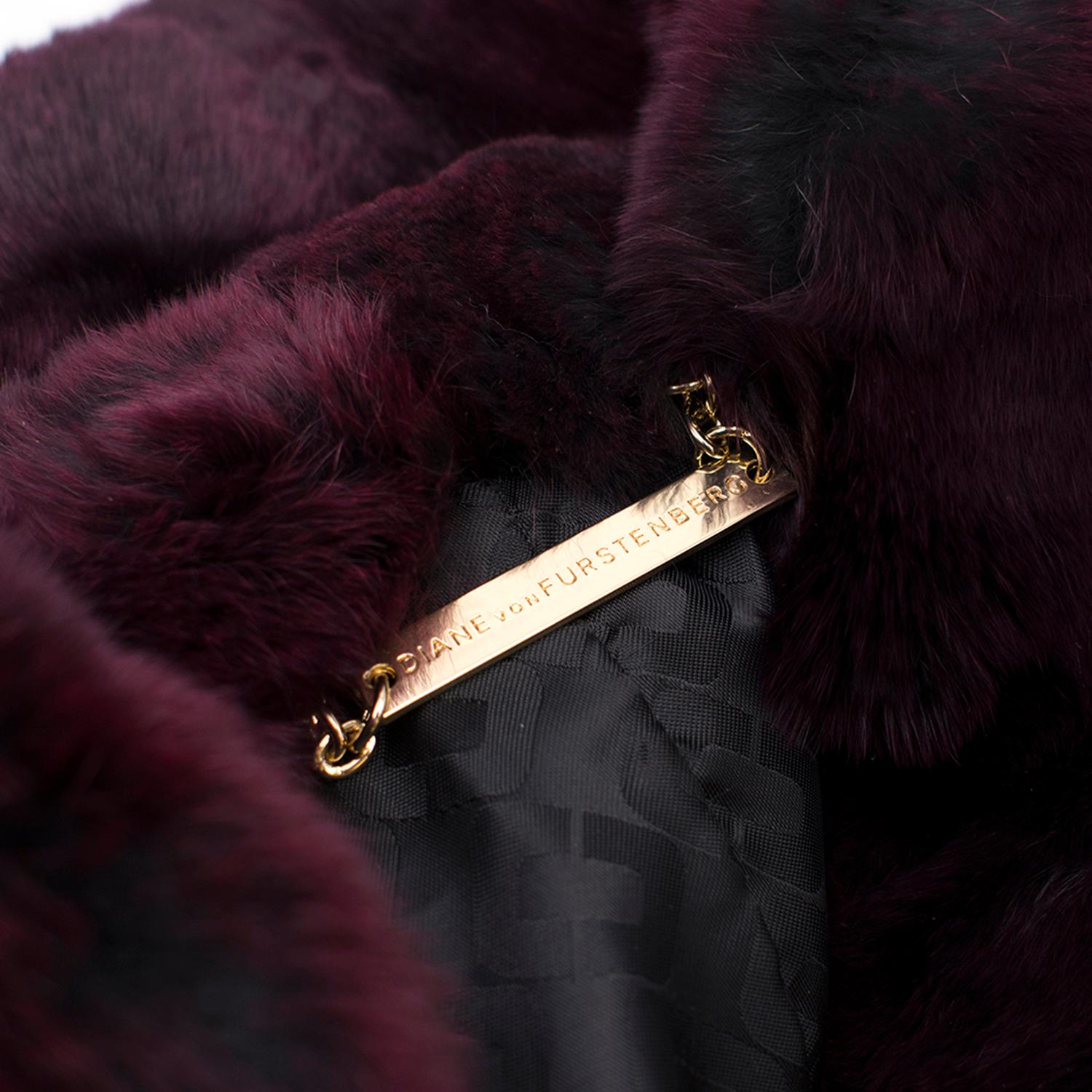 Women's Diane von Furstenberg Purple Rabbit Fur Coat  For Sale