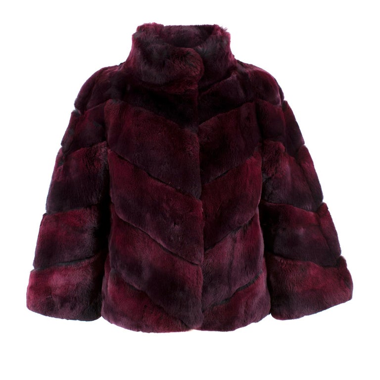 Diane von Furstenberg Purple Rabbit Fur Coat For Sale at 1stDibs