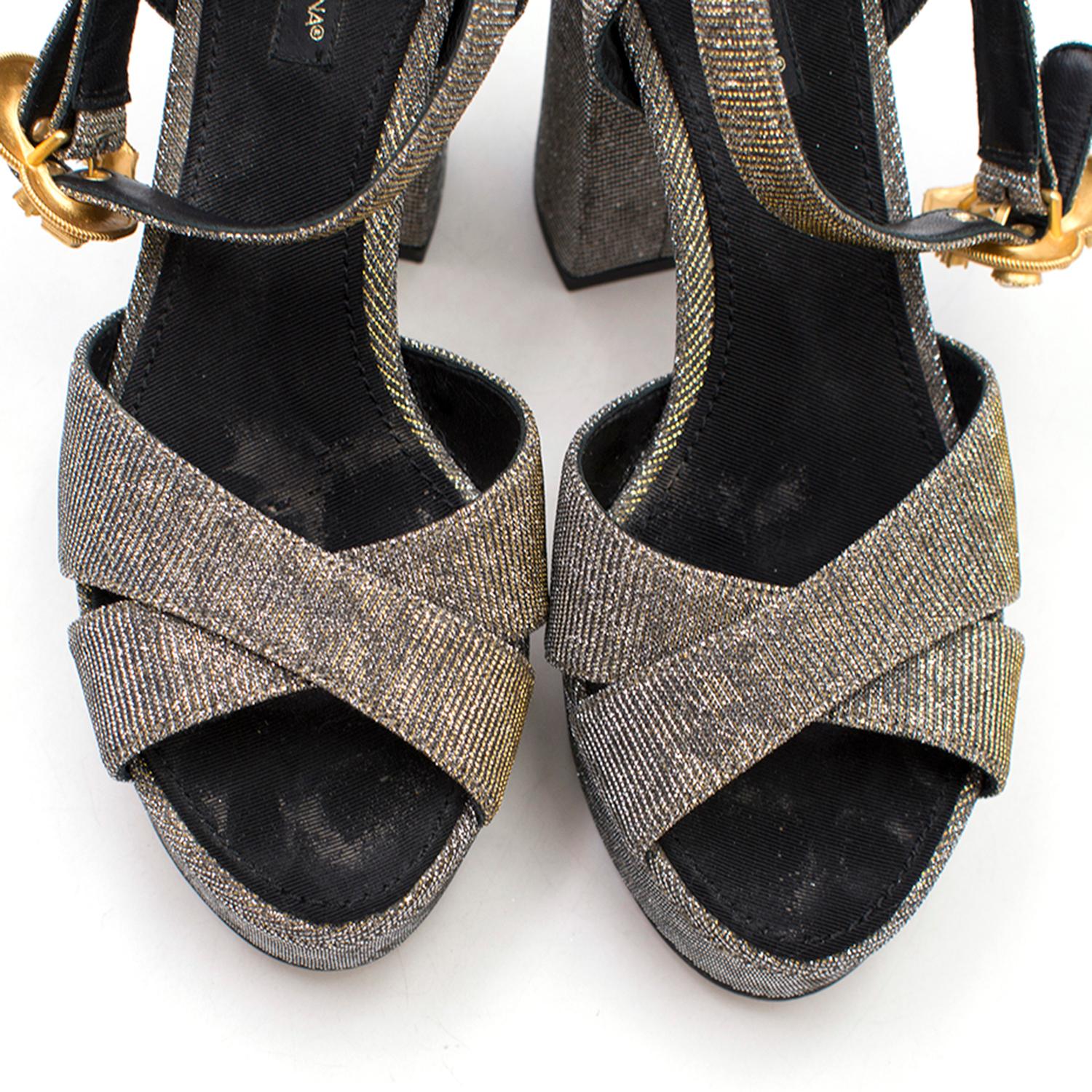 Women's Dolce & Gabbana Embellished Lame Platform Sandals US size 7.5 For Sale
