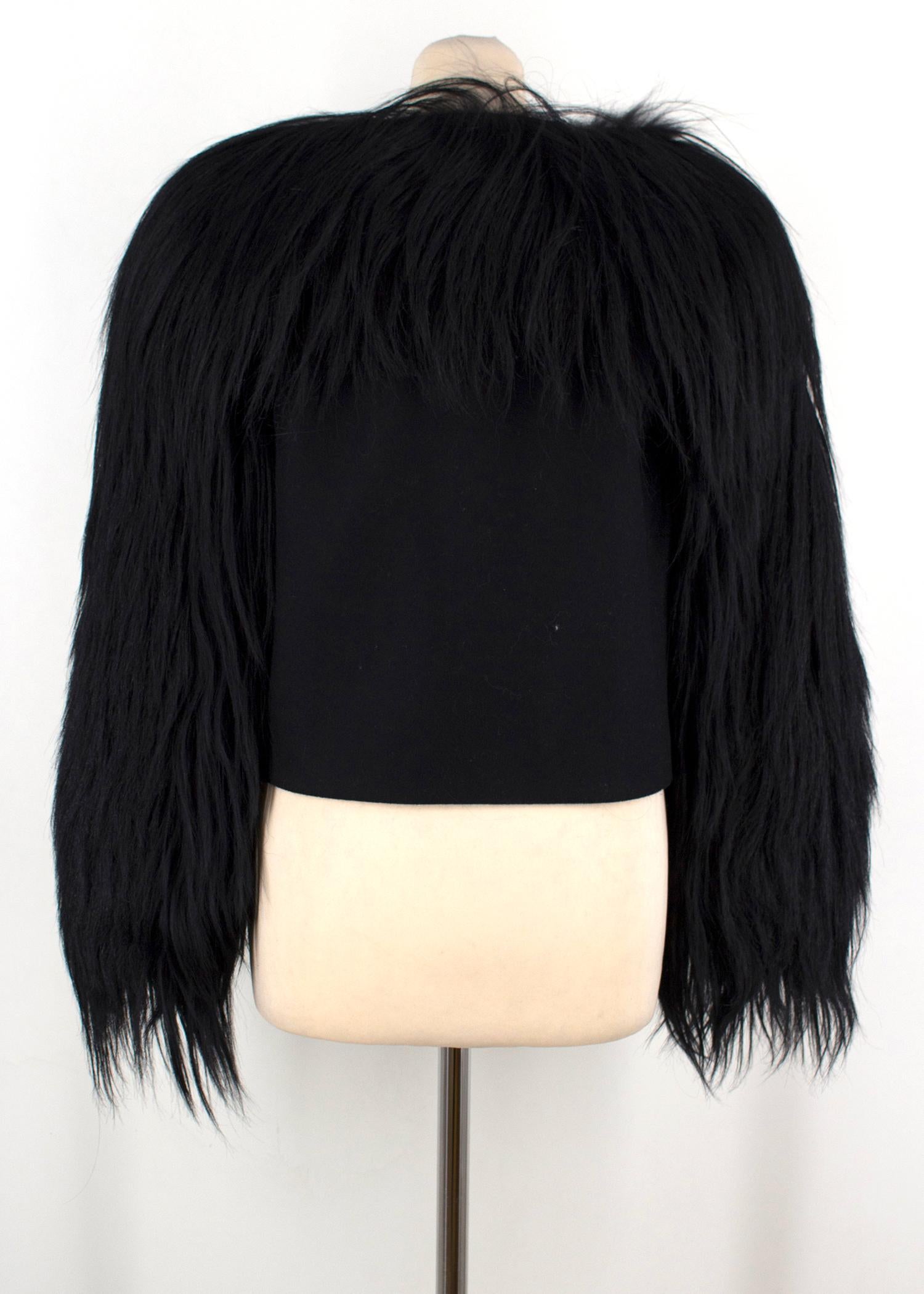 Black Bottega Veneta Runway Goat Hair-Trim Wool Jacket   For Sale