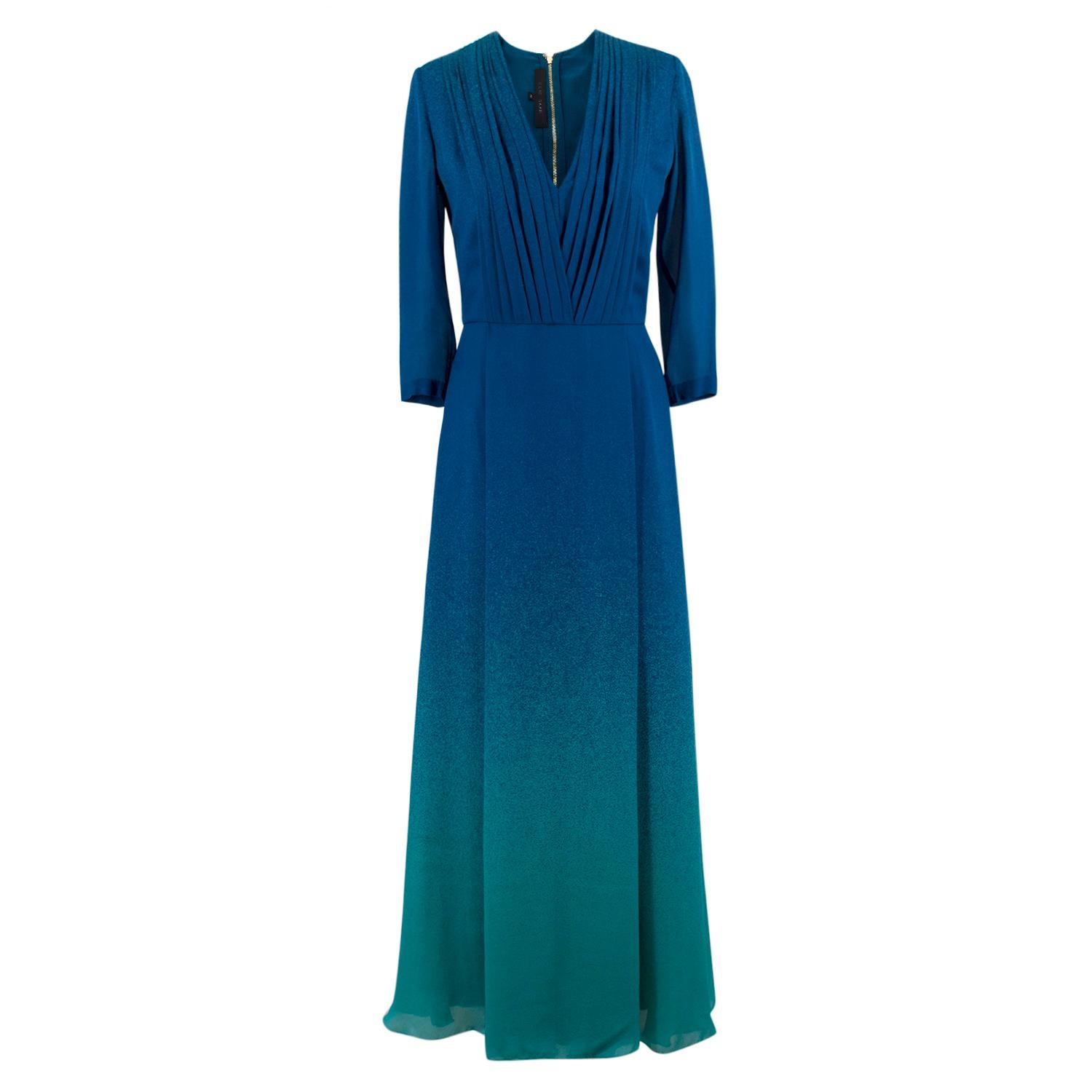 Elie Saab Blue Ombre Double Silk Georgette Gown US size 4