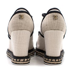 Chanel Cruise 2016 Canvas Oxford Espadrille Wedges