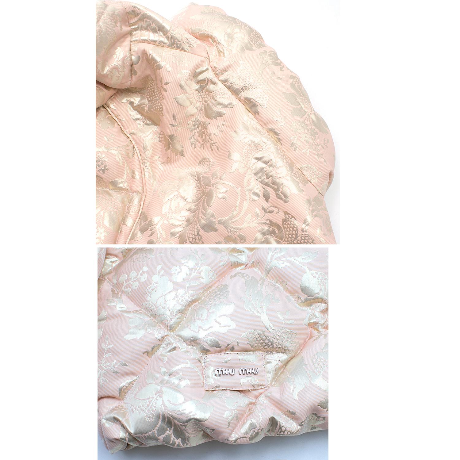 Women's Miu Miu Pink Cropped Metallic Floral Jacket 