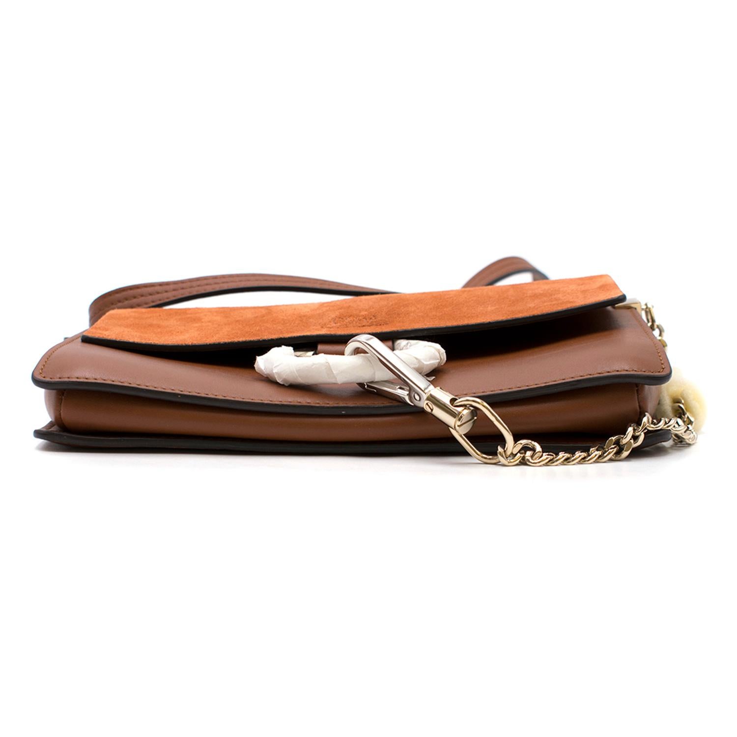 Brown Chloe Faye Leather and Suede Crossbody Bag For Sale