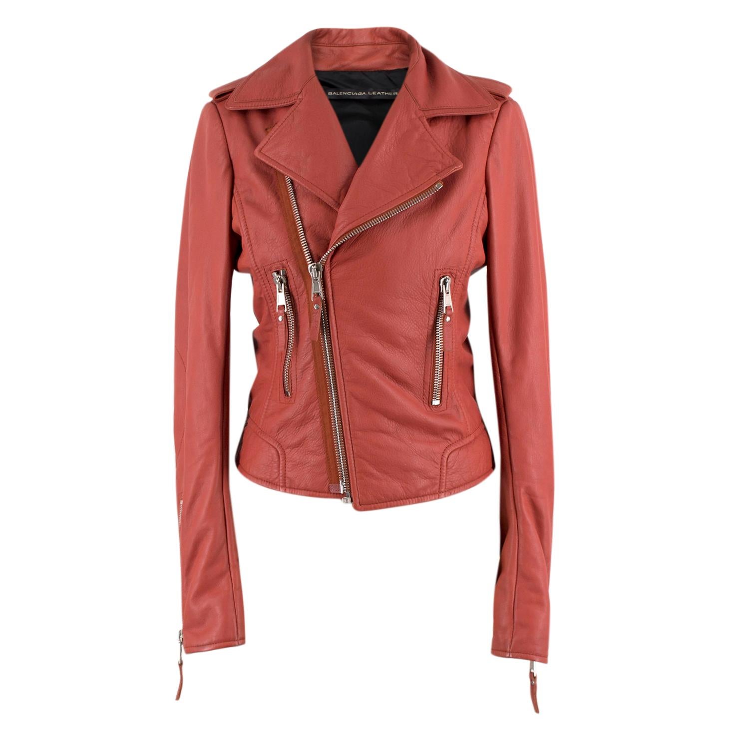 Balenciaga Red Leather Jacket  For Sale