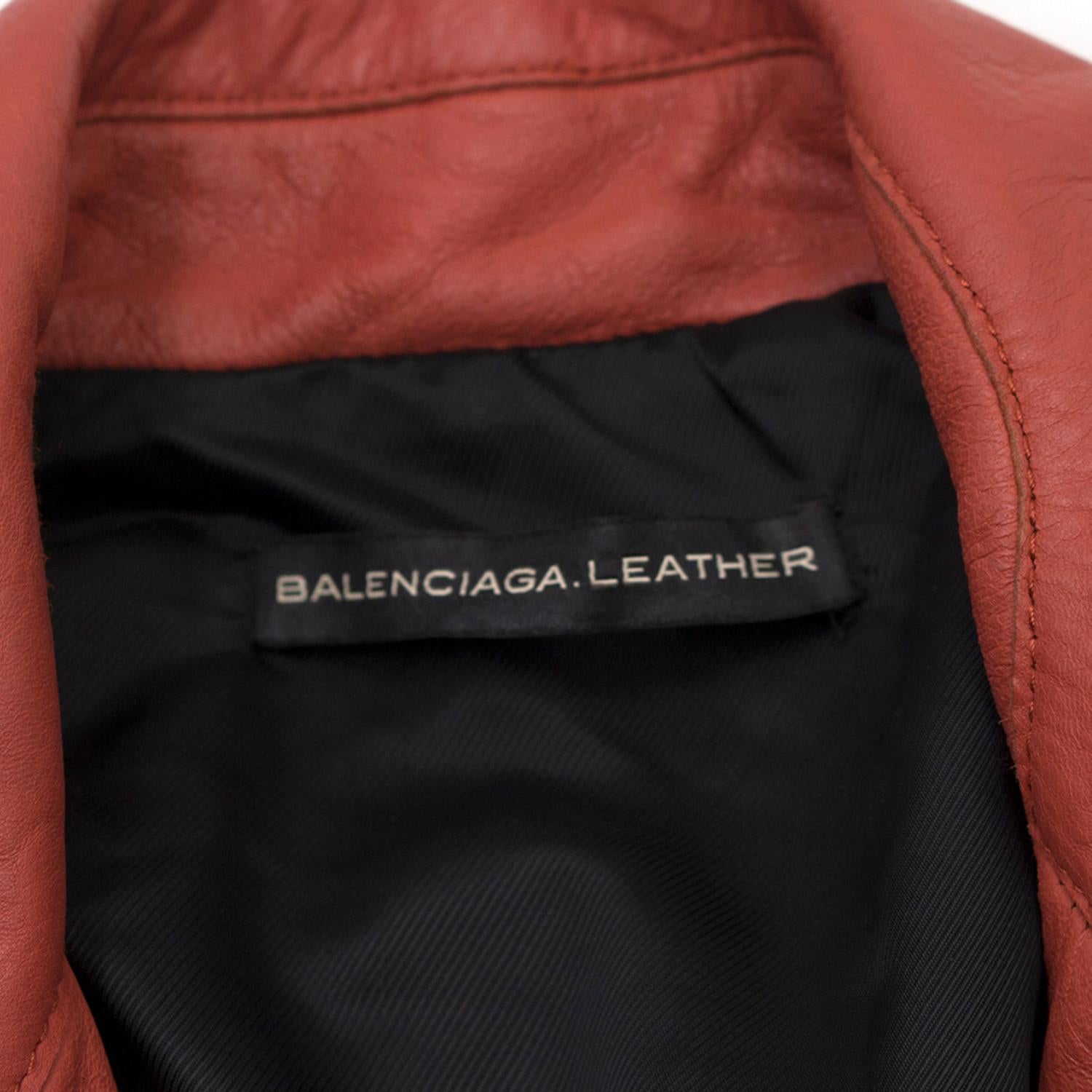 Balenciaga Red Leather Jacket  In Excellent Condition For Sale In London, GB