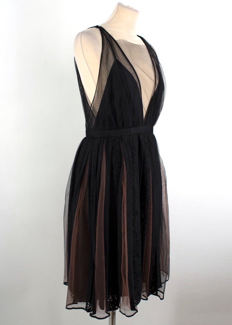 chinese dress ladies Layered Bow Lace Mini Dress Cream/Black / S