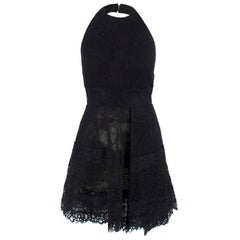 Used Elie Saab Black Lace Halterneck Mini Dress 