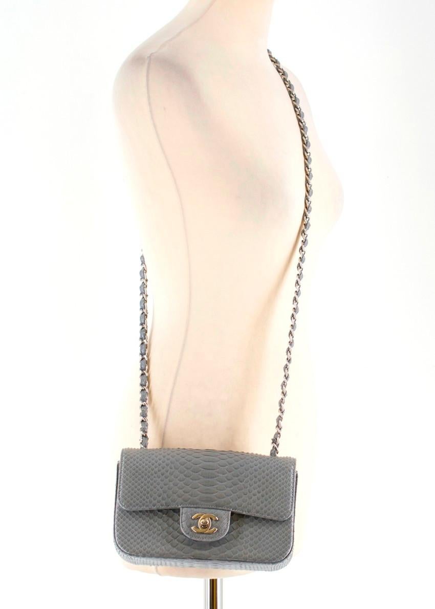 Gray Chanel Grey Python Mini Flap Bag For Sale