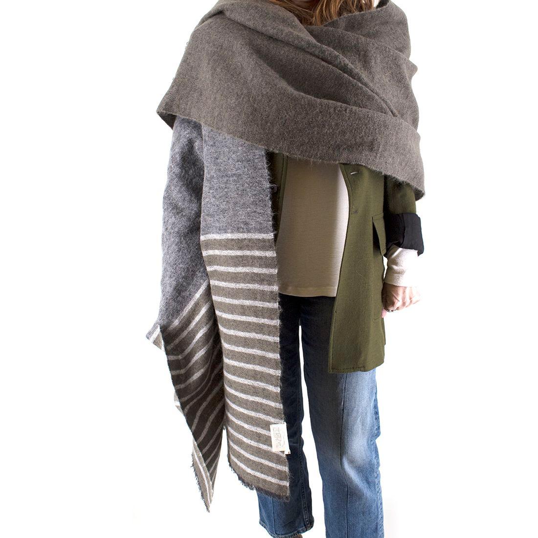 Brunello Cucinelli Mohair, Alpaca & Cashmere XL Striped Shawl For Sale 4