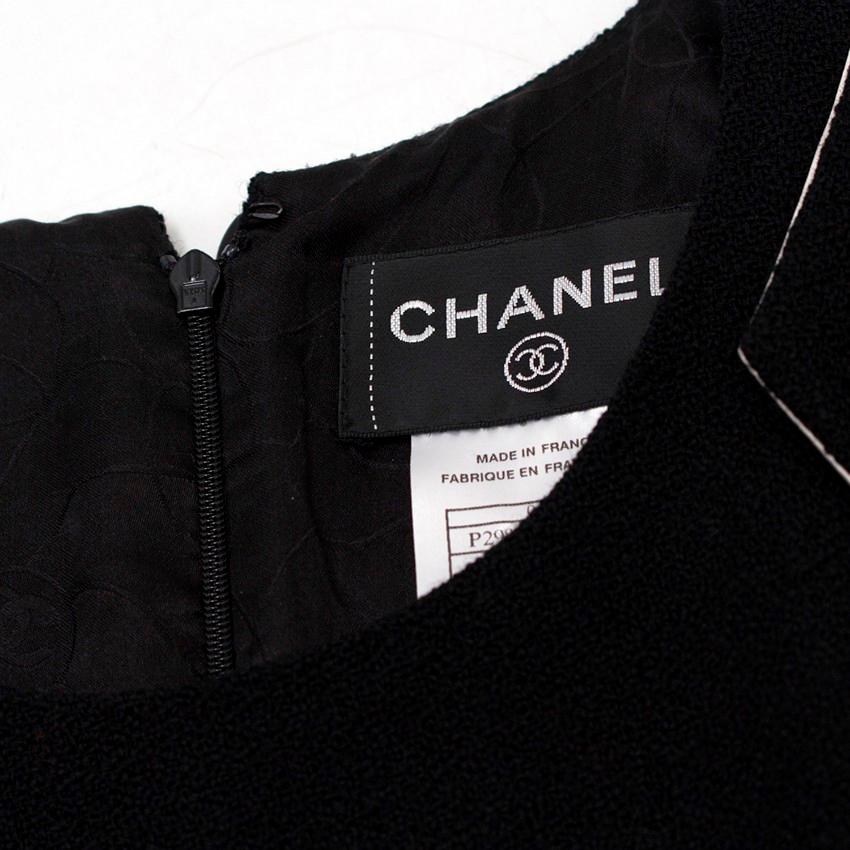 Chanel Vintage Black Buckle Embellished Wool Dress US 6 For Sale 1