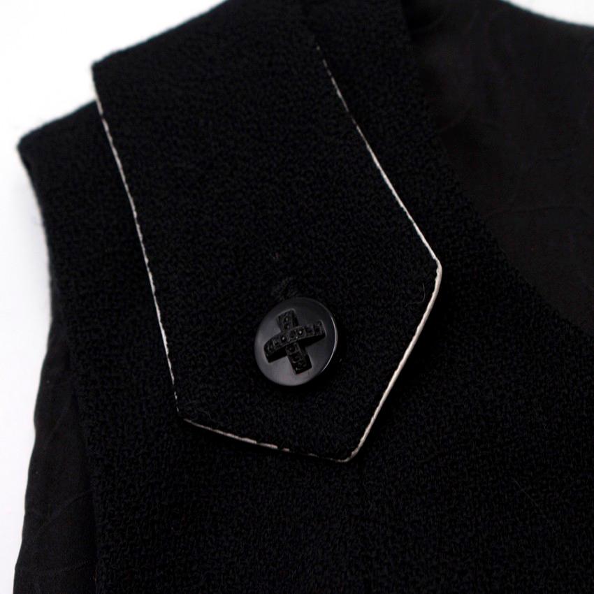Chanel Vintage Black Buckle Embellished Wool Dress US 6 For Sale 2
