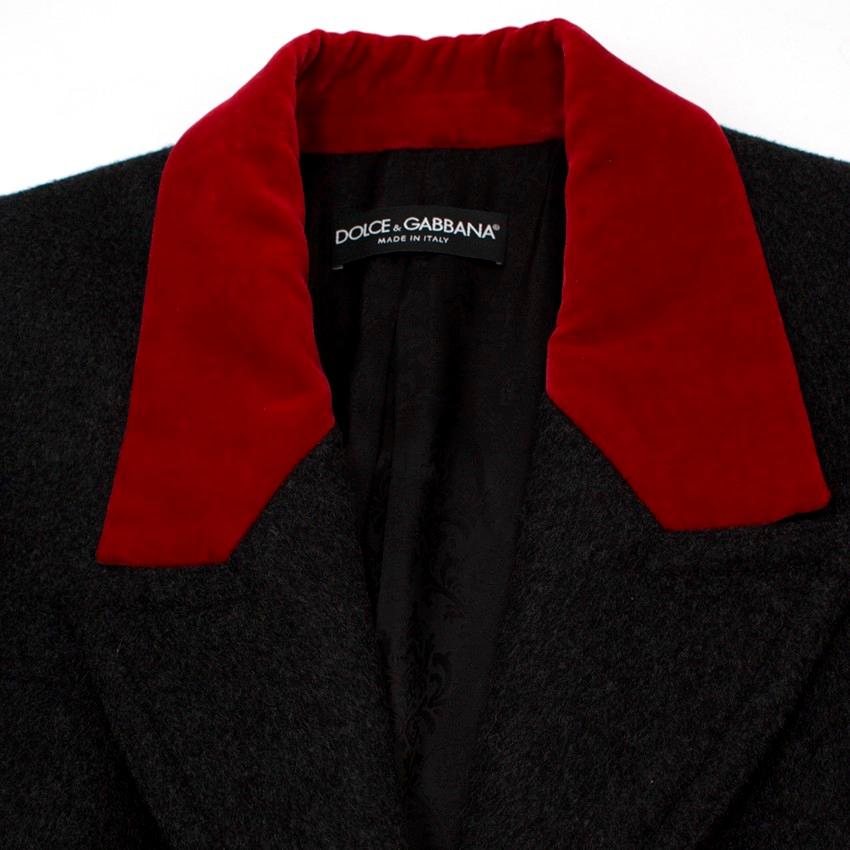 Women's Dolce & Gabbana Wool & Velvet Double Breasted Coat IT 40