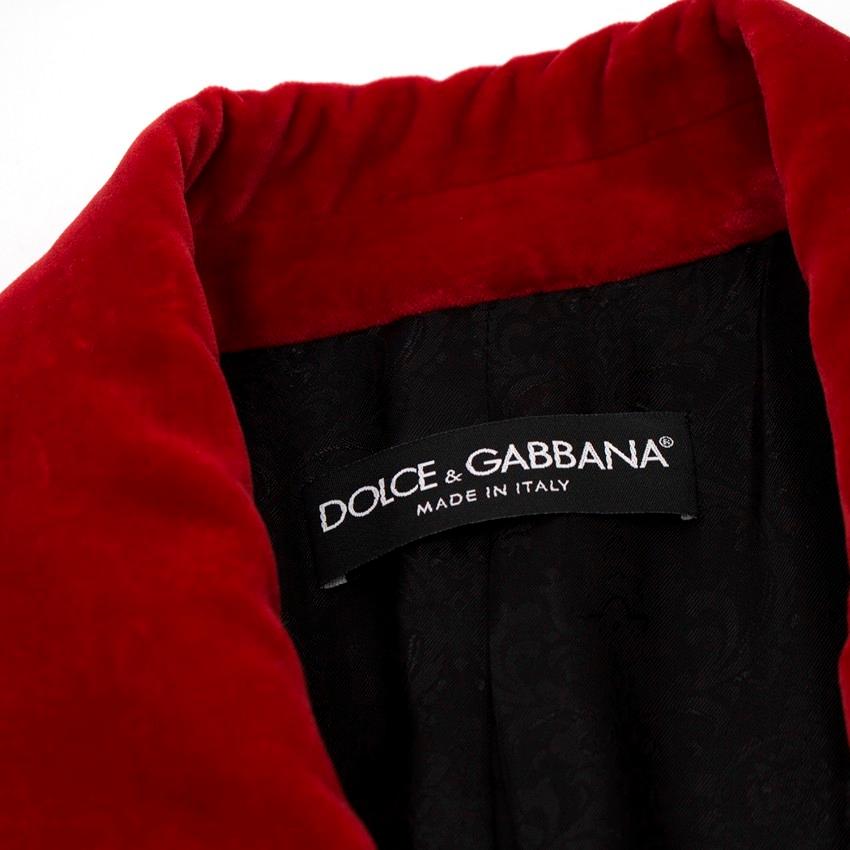 Dolce & Gabbana Wool & Velvet Double Breasted Coat IT 40 1