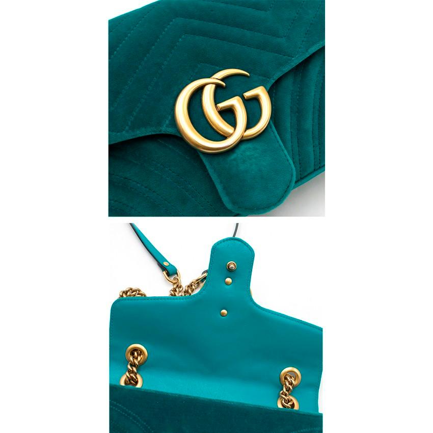 Blue Gucci Small Turquoise GG Marmont Velvet Bag