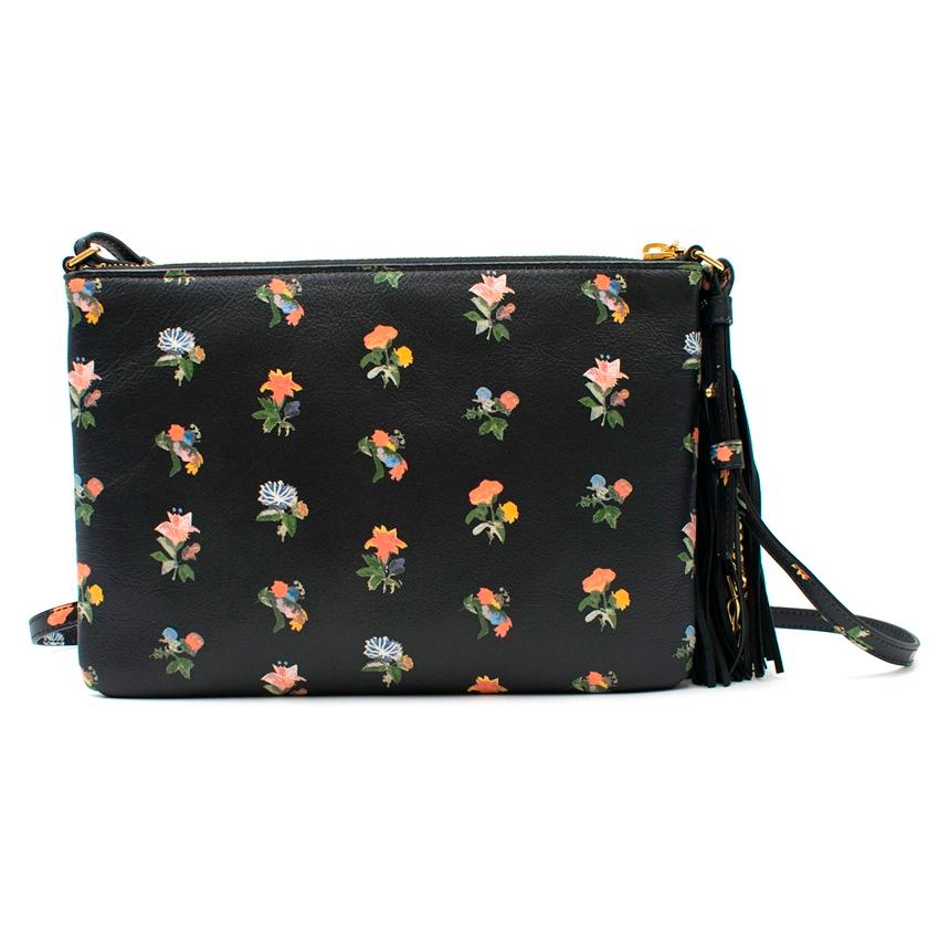 Saint Laurent Prairie Floral Leather Crossbody Bag

- Black leather with prairie flower print in multicolour all over
- Gold-tone foil branding printed onto the front
- Detachable and adjustable crossbody strap 
- Gold-tone metal interlocking YSL