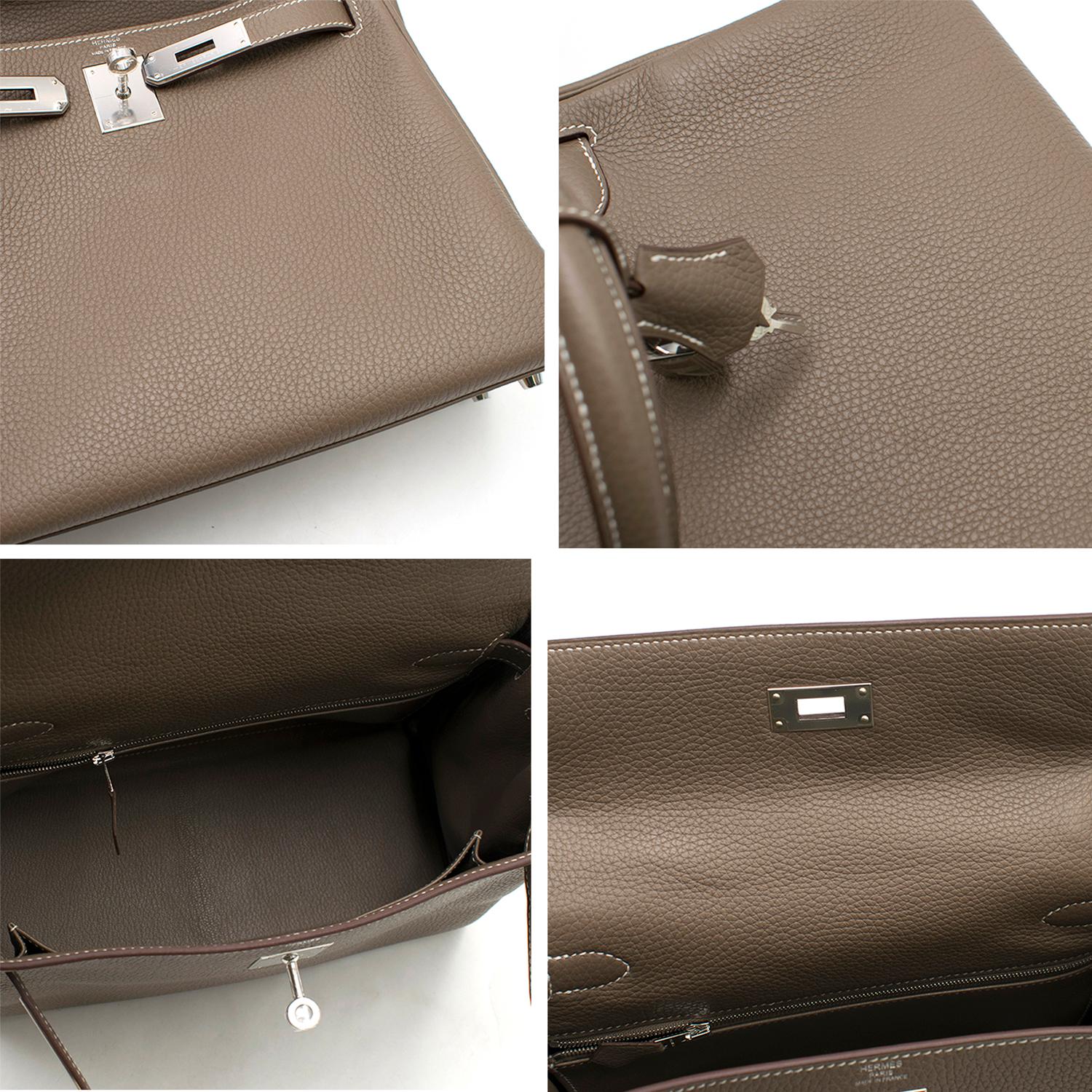 Hermes Clemence Leather Etoupe 28cm Kelly Bag  5