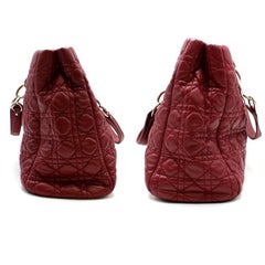 Christian Dior Burgandy Lambskin Quilted Cannage Tote