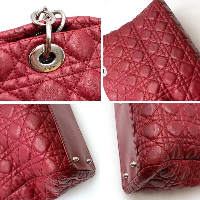 Christian Dior Burgandy Lambskin Quilted Cannage Tote  1