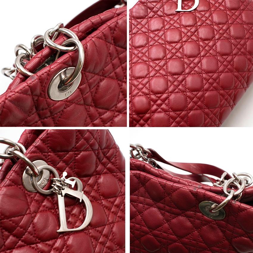 Christian Dior Burgandy Lambskin Quilted Cannage Tote  2