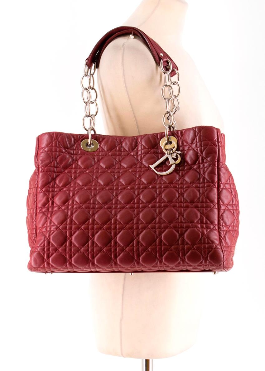 Christian Dior Burgandy Lambskin Quilted Cannage Tote  3