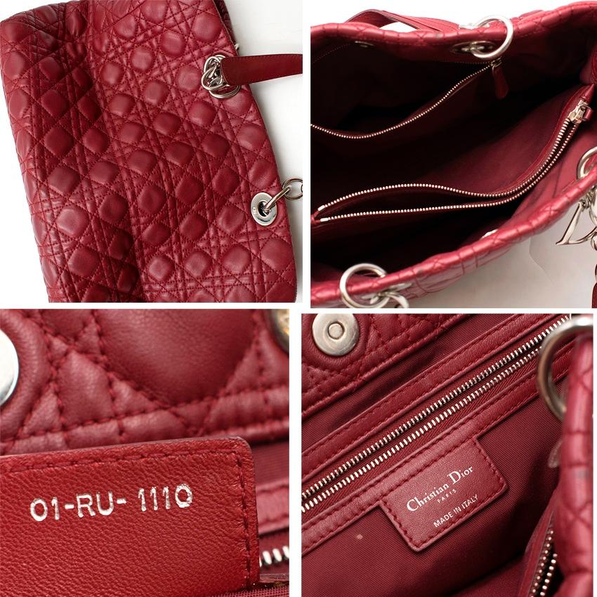 Christian Dior Burgandy Lambskin Quilted Cannage Tote  4