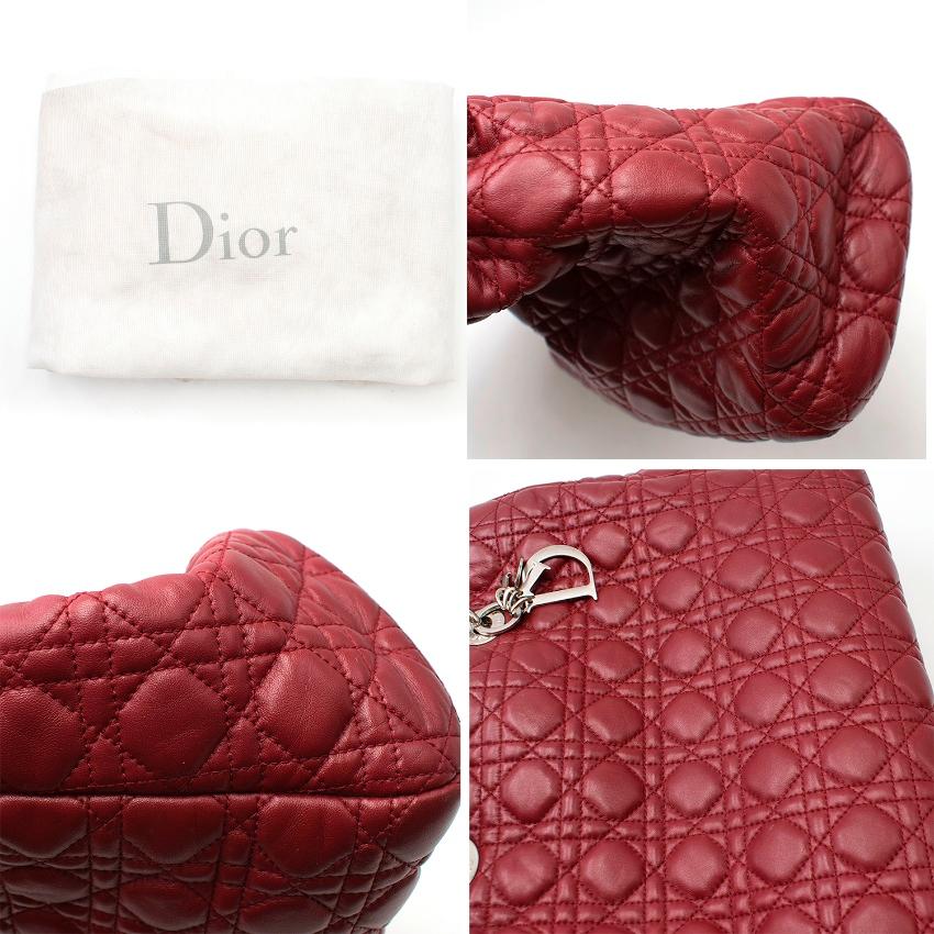 Christian Dior Burgandy Lambskin Quilted Cannage Tote  5
