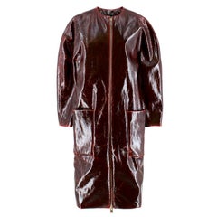 Zaid Affas Burgundy Laminated Wool Cocoon Coat US 6