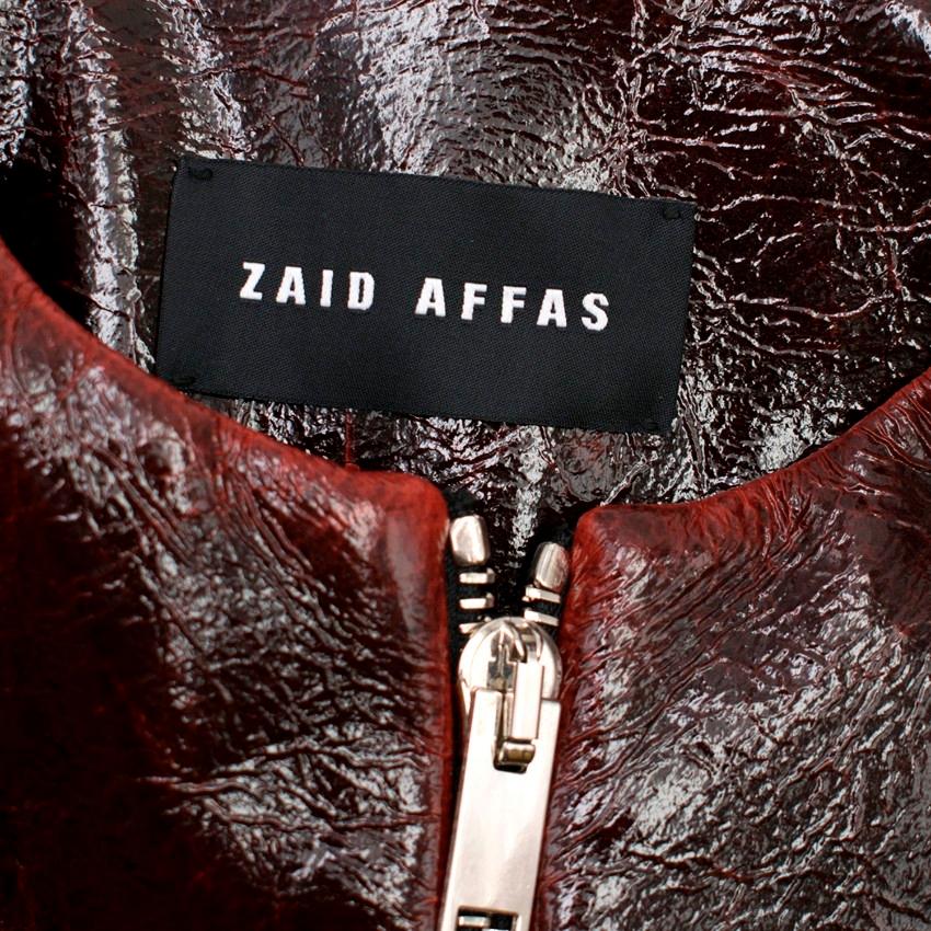 Black Zaid Affas Burgundy Laminated Wool Cocoon Coat US 6