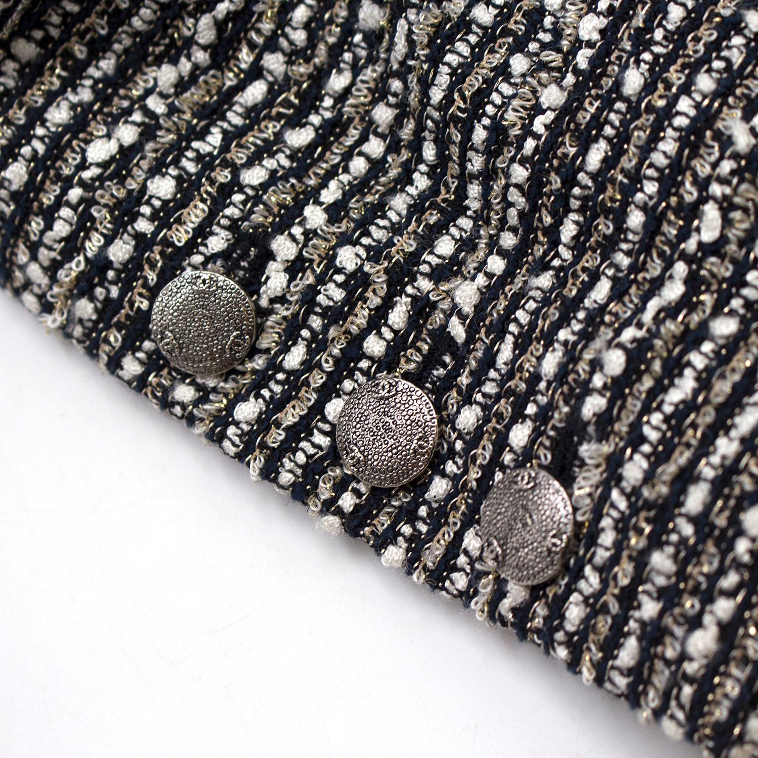 Chanel Black and White Tweed Jacket US 2 For Sale 1