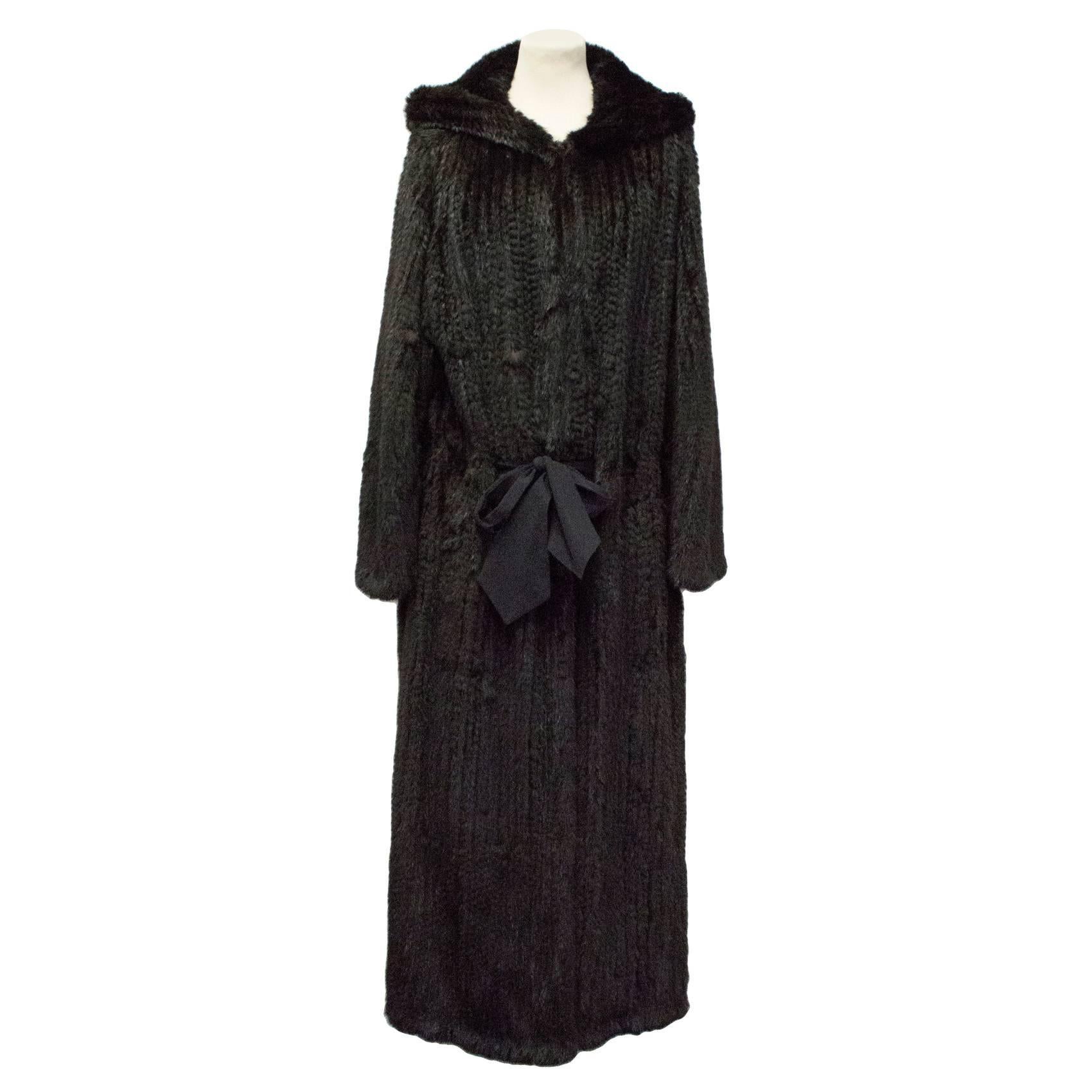 Christian Dior Black Fur Coat For Sale 2