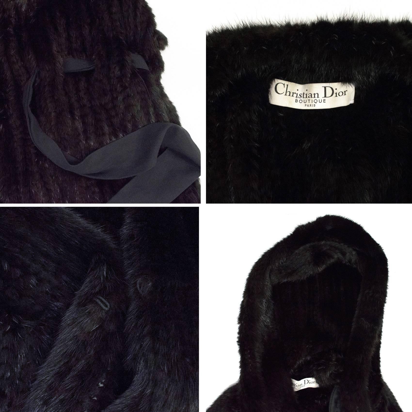 Christian Dior Black Fur Coat For Sale 4