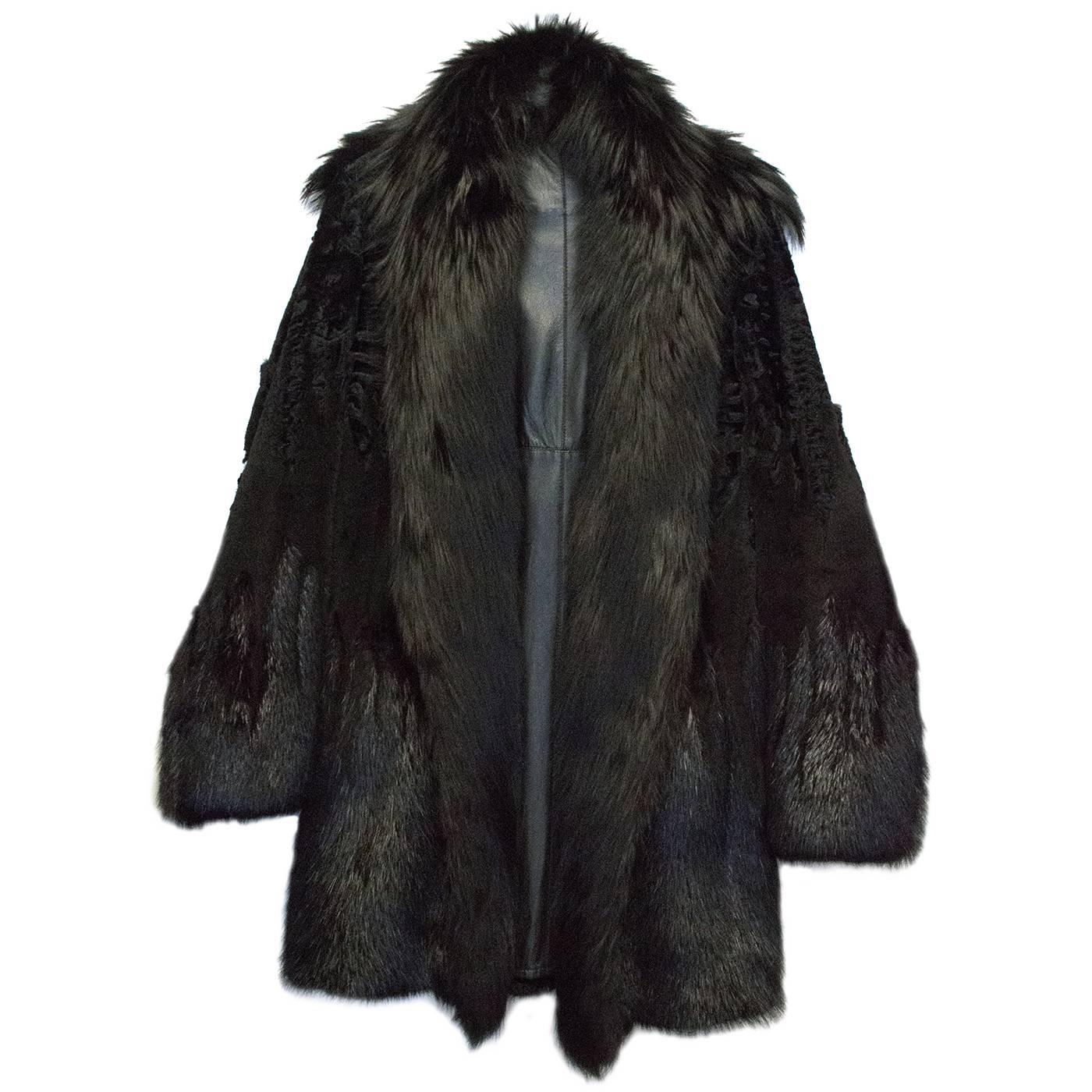 Gucci Men's Black Fur coat With Leather Lining For Sale