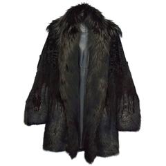 Gucci Men's Black Fur coat With Leather Lining For Sale at 1stDibs
