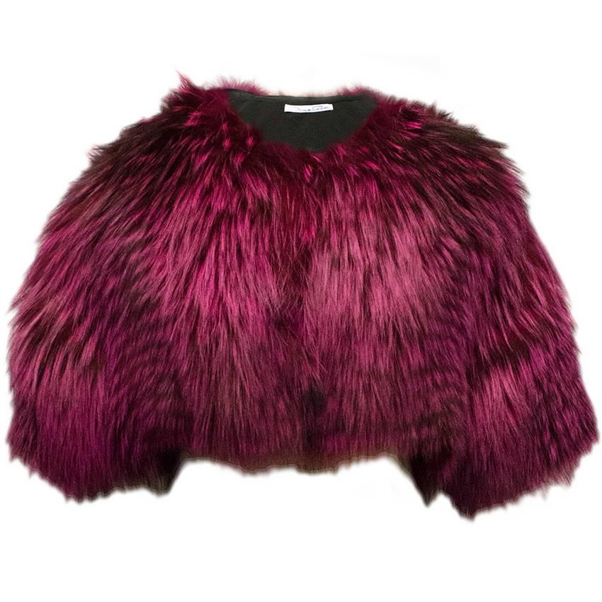 Oscar De La Renta Shocking Pink Fox Fur Bolero For Sale