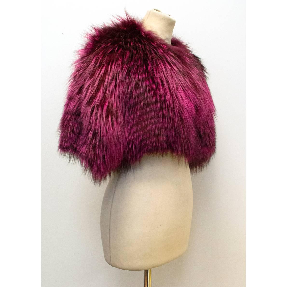 Oscar De La Renta Shocking Pink Fox Fur Bolero In New Condition For Sale In London, GB