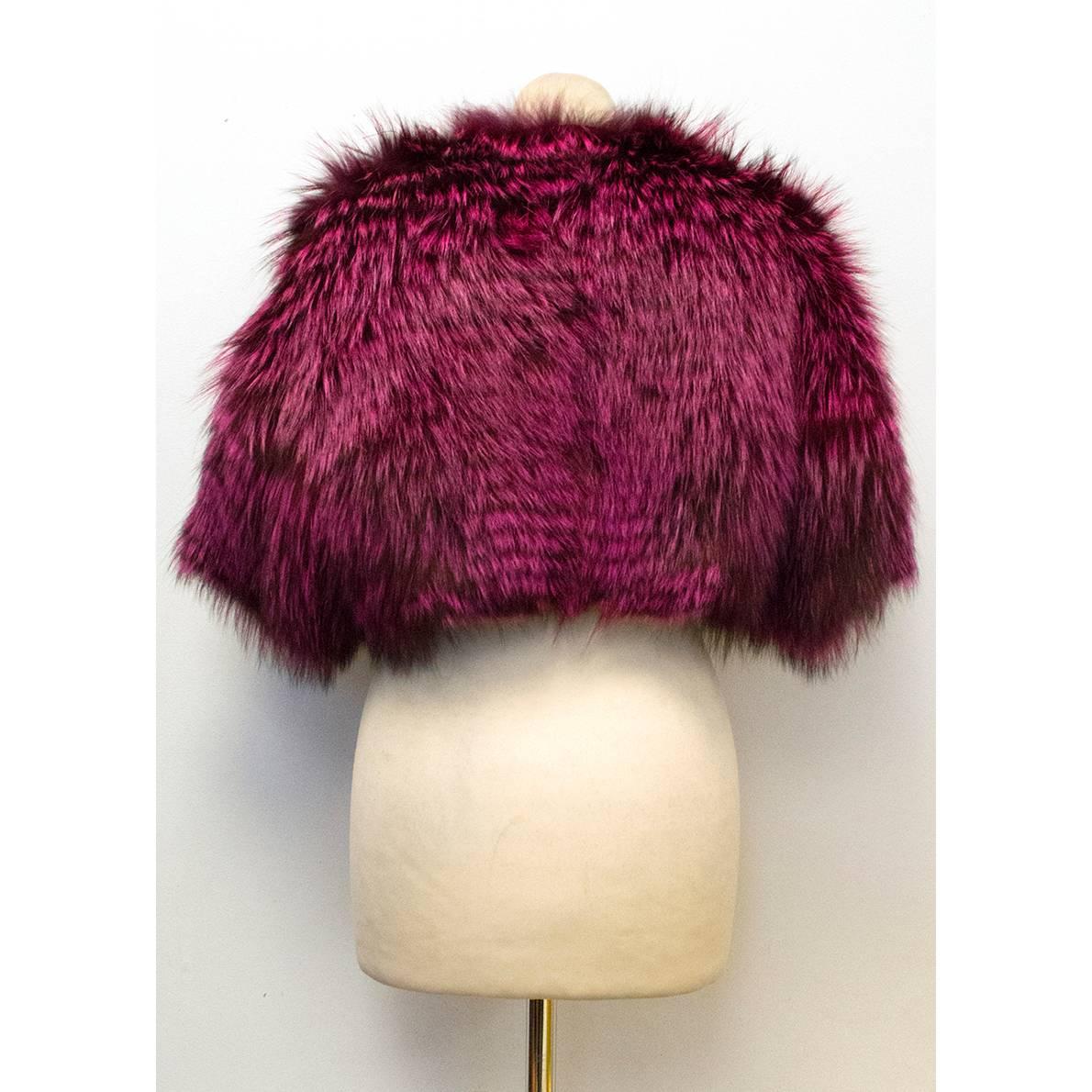 Women's Oscar De La Renta Shocking Pink Fox Fur Bolero For Sale