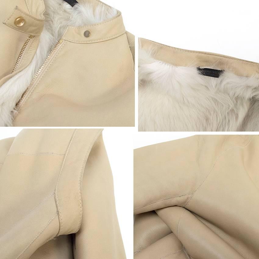 Beige The Row Lambskin Coat For Sale