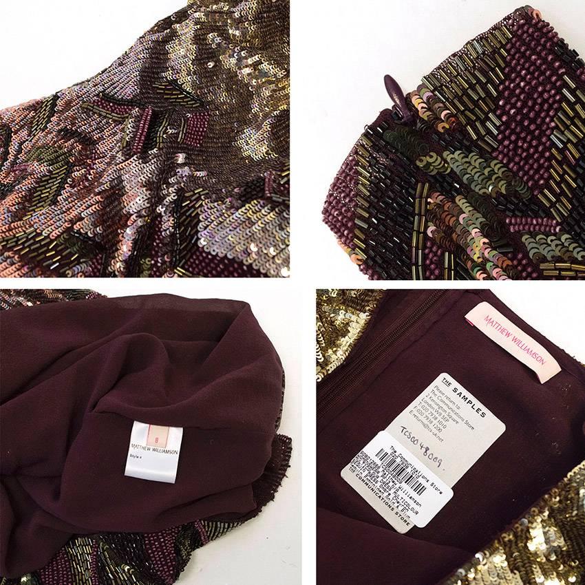 Matthew Williamson Gold and Plum Sequinned Dress  For Sale 5