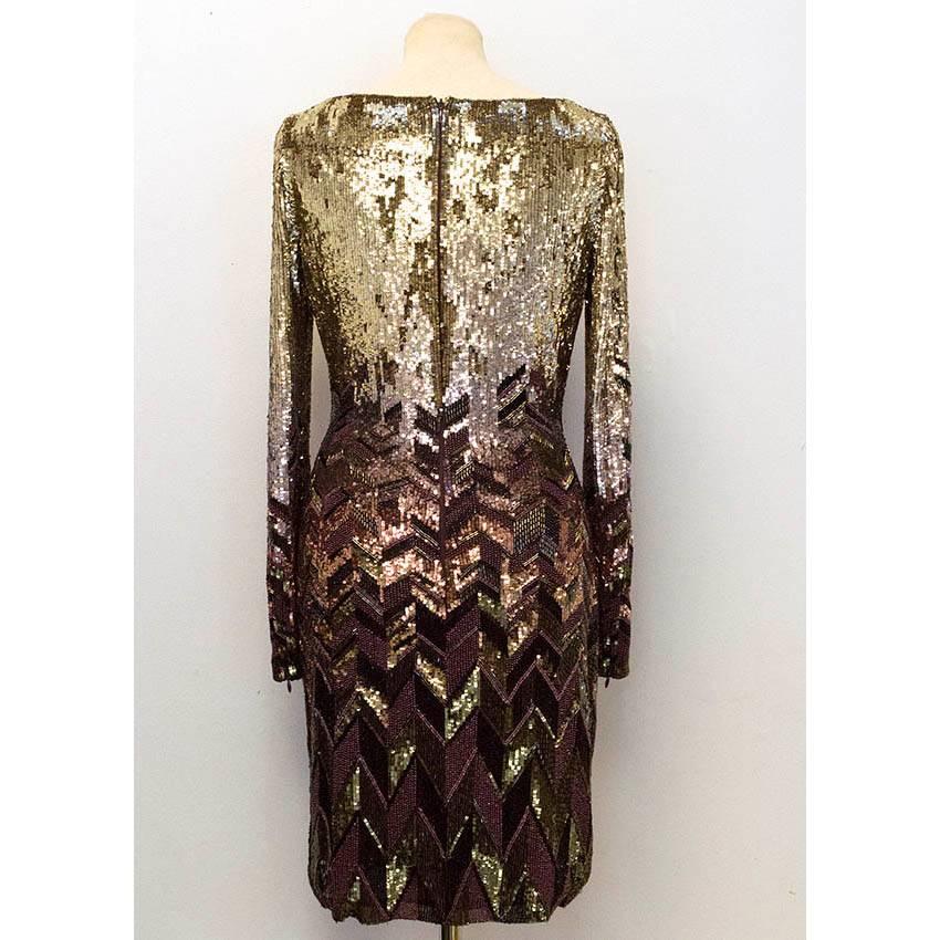 Matthew Williamson Gold and Plum Sequinned Dress  In New Condition For Sale In London, GB