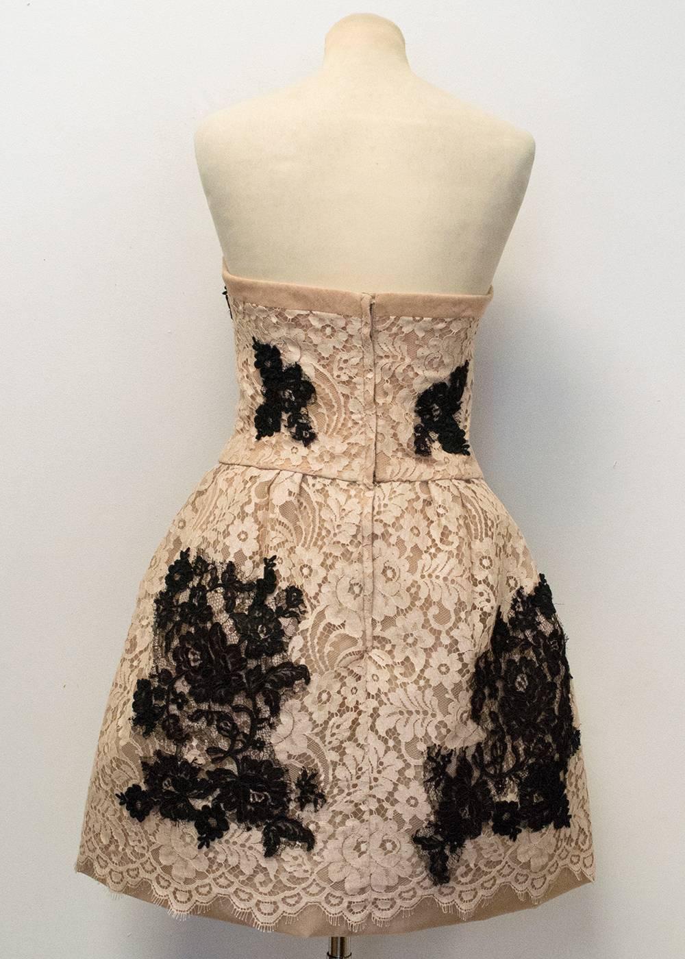 Brown Dolce & Gabbana Couture Lace Strapless Dress For Sale