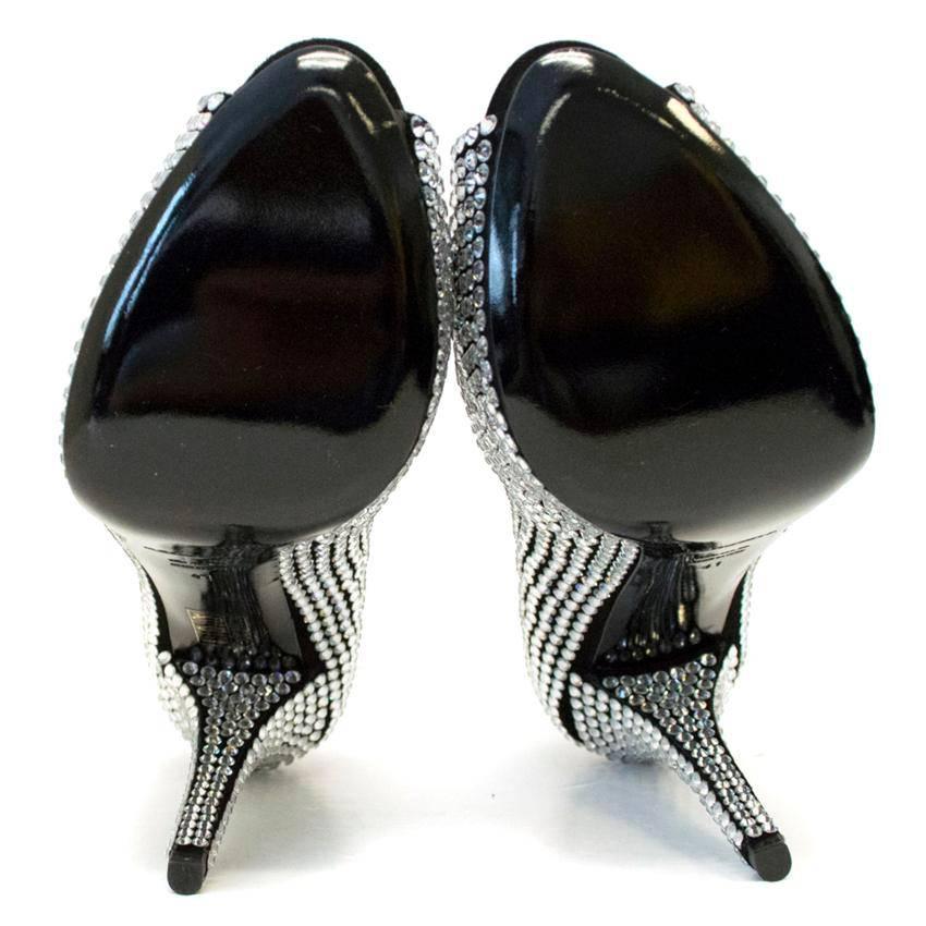  Dolce & Gabbana Crystal Embellished Peep Toe Pumps For Sale 1