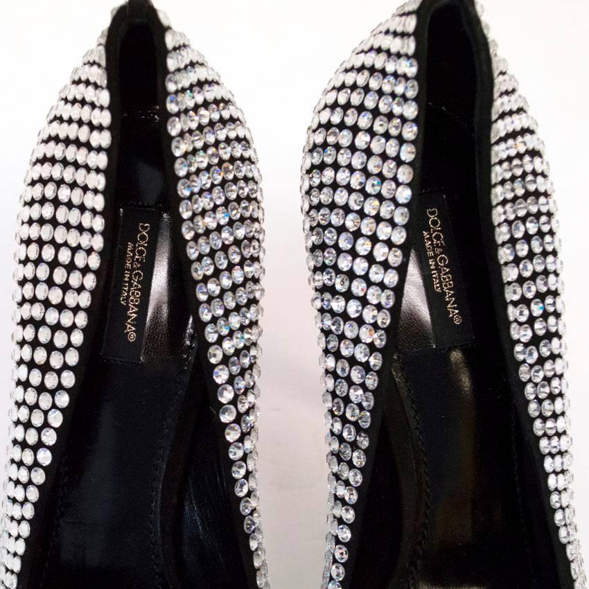  Dolce & Gabbana Crystal Embellished Peep Toe Pumps For Sale 2