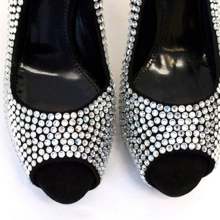 Women's  Dolce & Gabbana Crystal Embellished Peep Toe Pumps For Sale