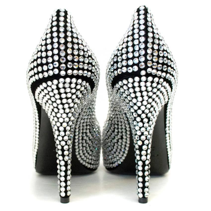  Dolce & Gabbana Crystal Embellished Peep Toe Pumps In New Condition For Sale In London, GB