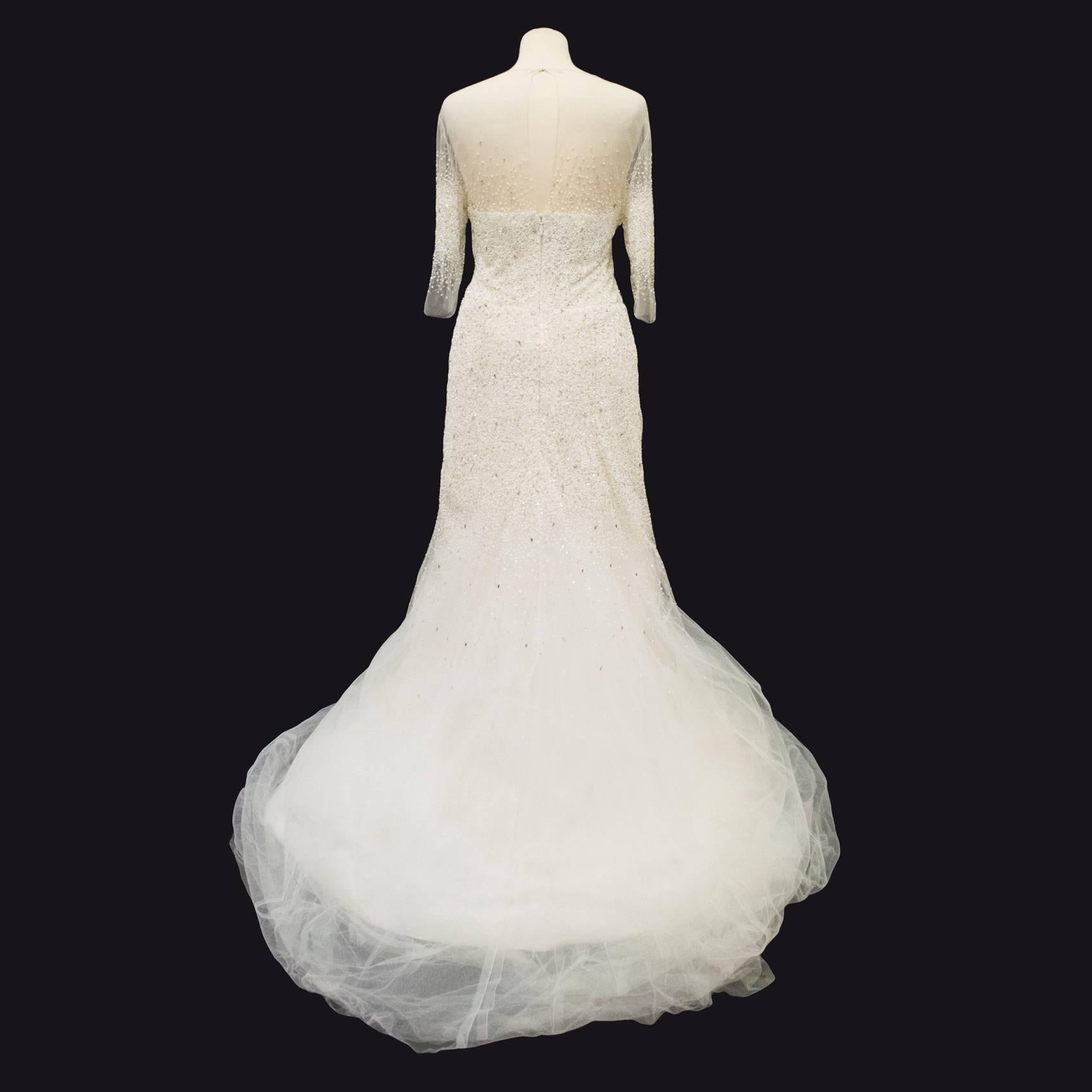 Women's Monique Lhullier Custom Made Embellished Wedding Dress For Sale