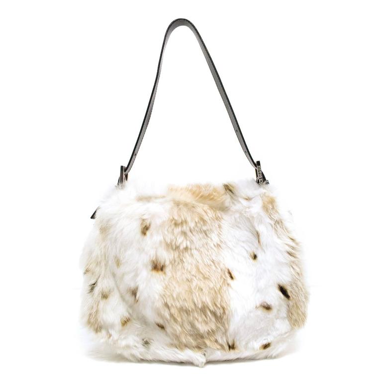 Fendi Rabbit Fur White and Brown Shoulder Bag For Sale at 1stDibs ...