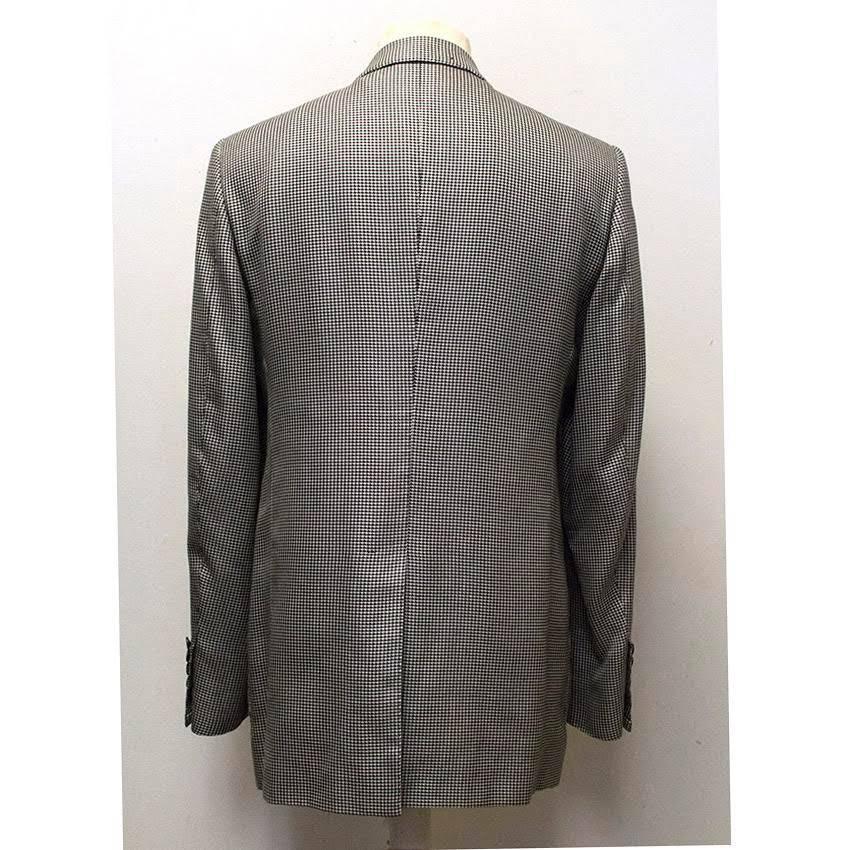 Gray Tom Ford Black and White Dog Tooth Check Blazer For Sale
