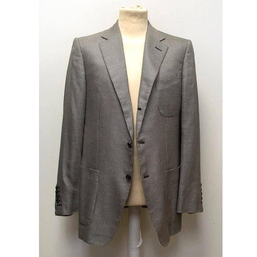 Tom Ford Black and White Dog Tooth Check Blazer In Excellent Condition For Sale In London, GB