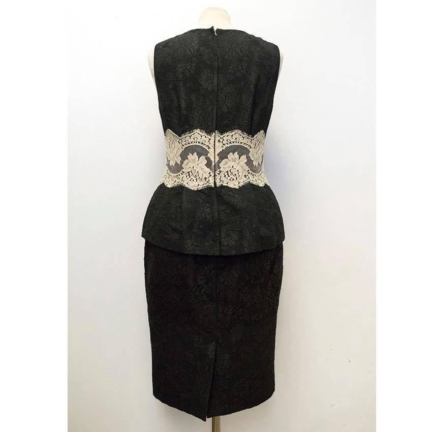 Dolce & Gabbana Black Embroidered Cotton Dress with Lace Detail In Excellent Condition For Sale In London, GB